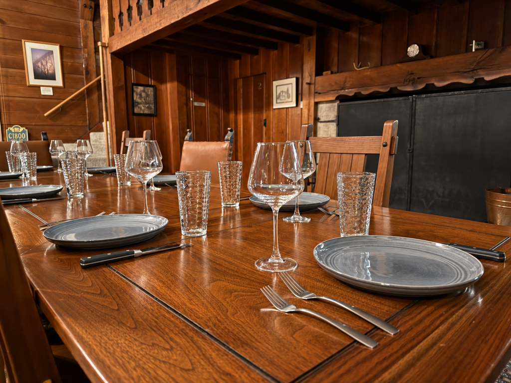 Entire Lodge Rental Storm King Lodge Dining Table Set for 8