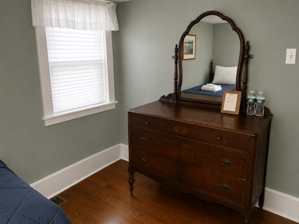 Twin Bedroom with Private Bathroom | Room 1 Storm King Lodge Room 1 Bedroom Dresser & Mirror