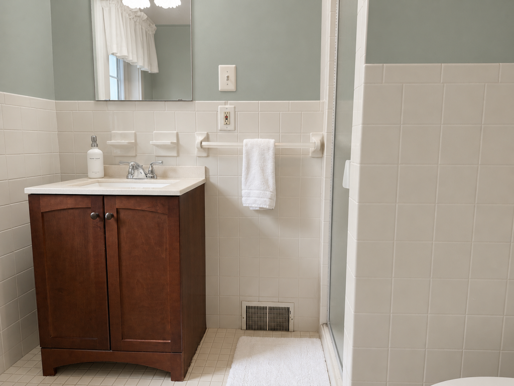 Pine Suite with Private Bathroom | Room 2 Storm King Lodge Room 2 Bathroom with Shower
