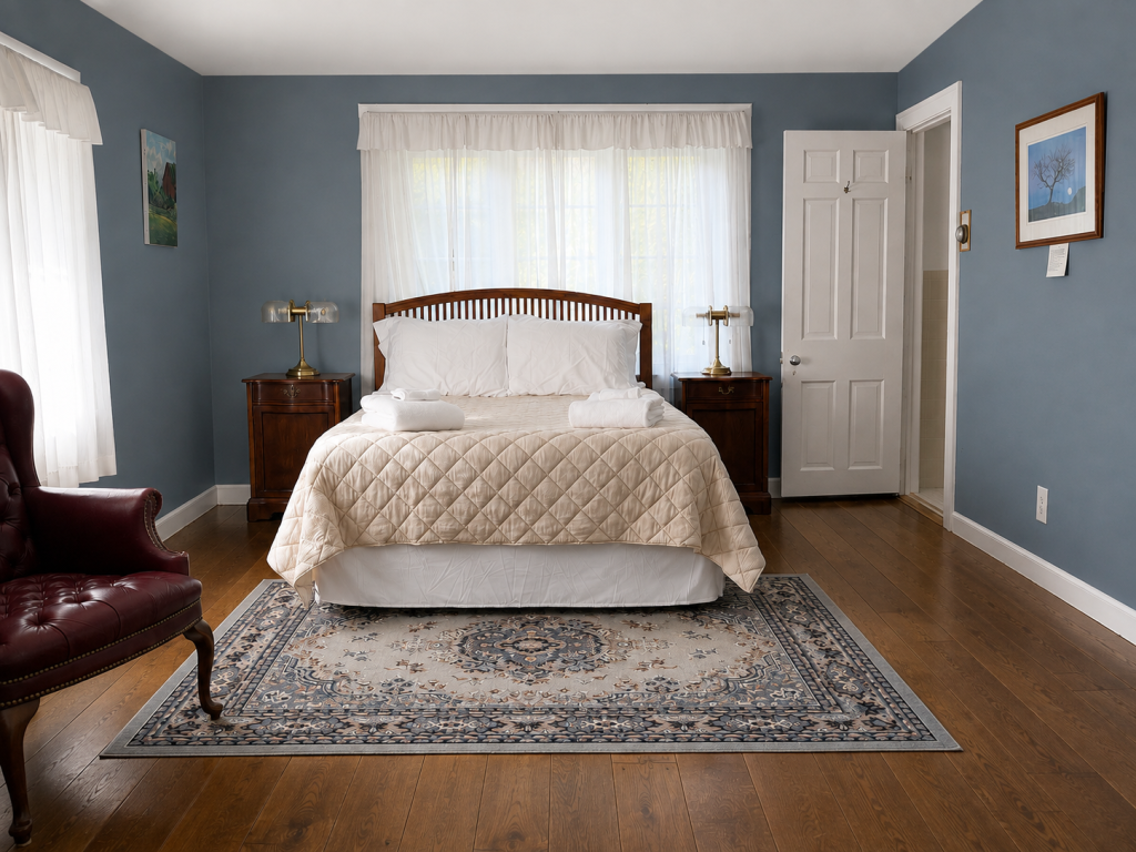 Entire Lodge Rental Storm King Lodge Room 3 Bed and Bathroom Door